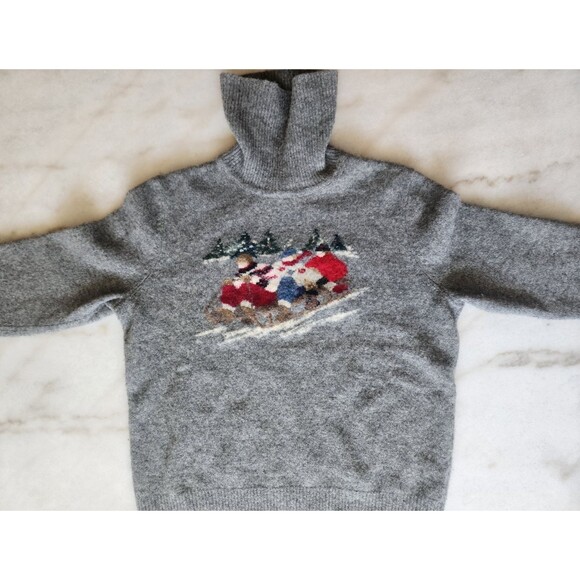 Vintage Womens Rare Lauren Ralph Lauren Lambswool Grey Med P Sled Scene Sweater - Picture 13 of 16